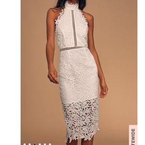 White Halter Lace Dress